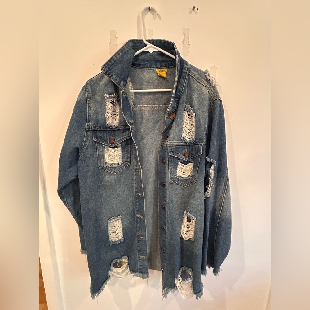 Daisy Blue Denim Jacket - Baddie Grunge
